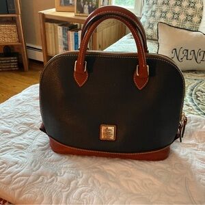 Dooney & Bourke Navy and Tan Satchel